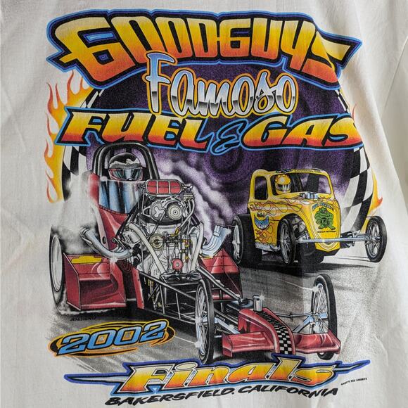 Vintage 2002 Mens Drag Racing L T-Shirt Goodguys Fomoso Fuel & Gas Bakersfield - Picture 3 of 12